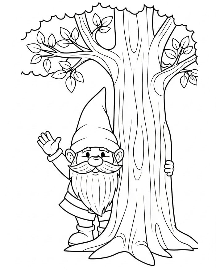 Gnomo e Albero da colorare