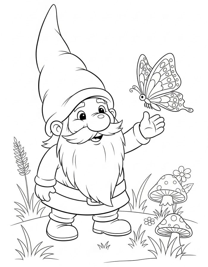 Gnomo e Farfalla da colorare