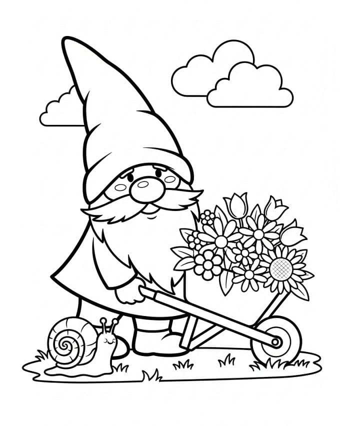 Gnomo e Fiori da colorare