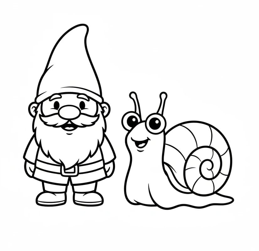 Gnomo e Lumaca da colorare