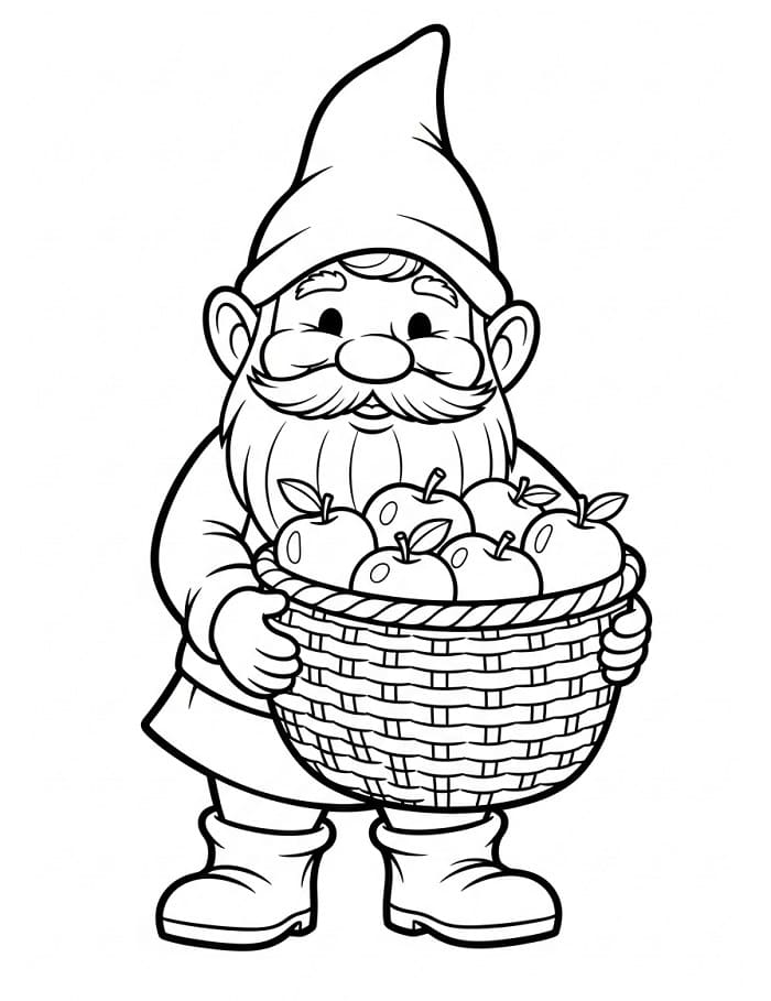 Gnomo e Mele da colorare