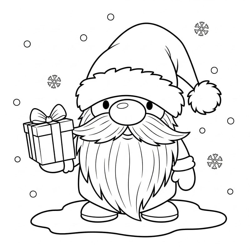 Gnomo e Regalo Natalizio da colorare