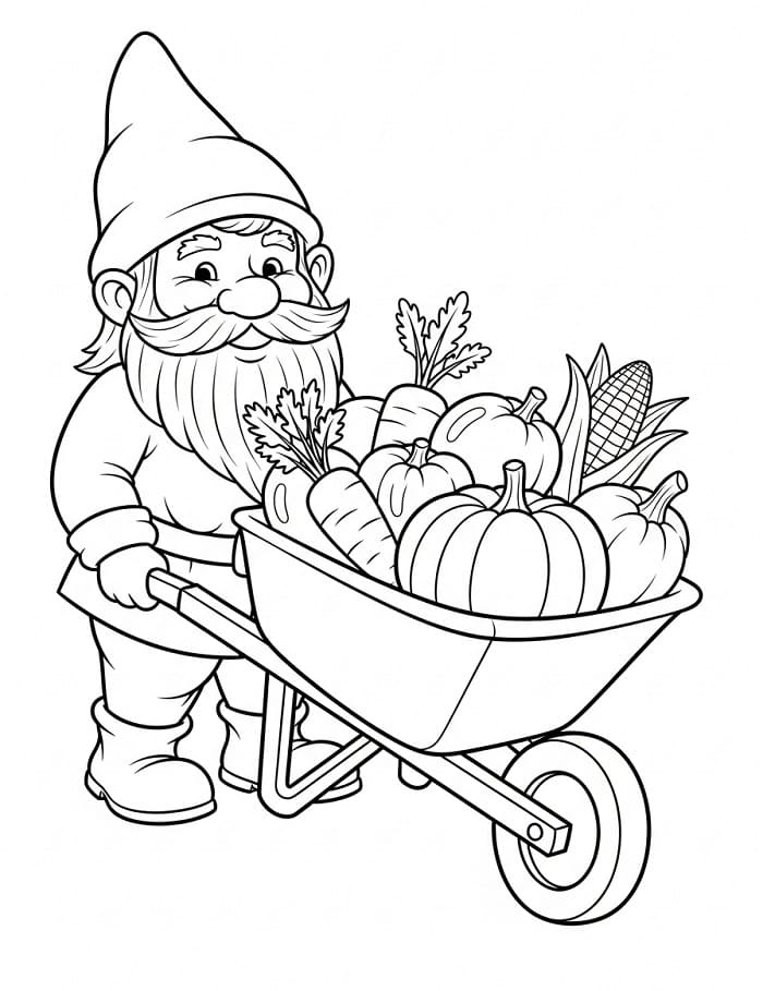 Gnomo e Verdure da colorare