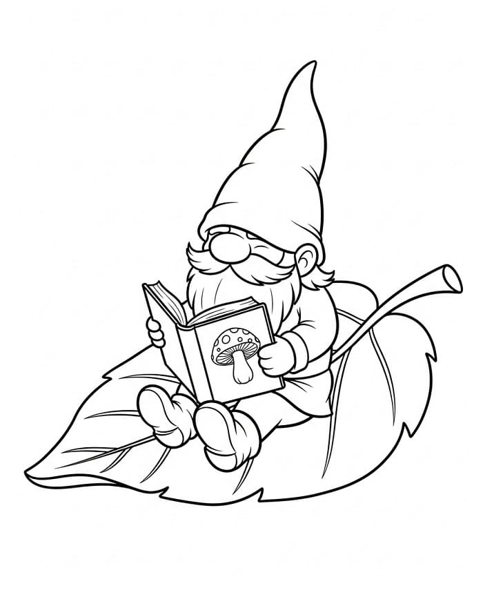 Gnomo sulla Foglia da colorare