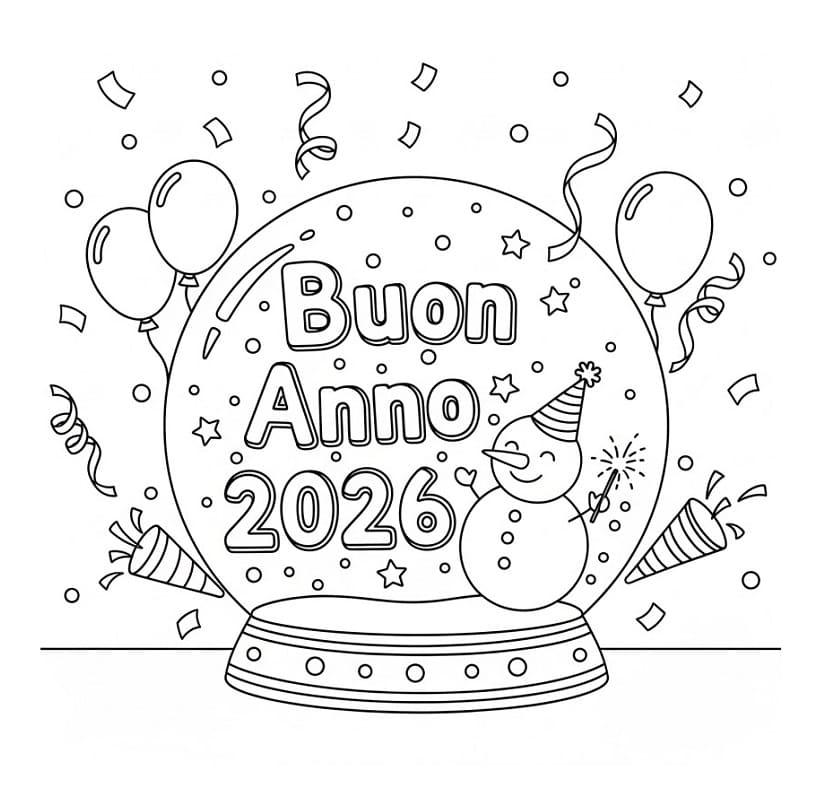 Gratis Buon Anno 2026 Stampabile da colorare