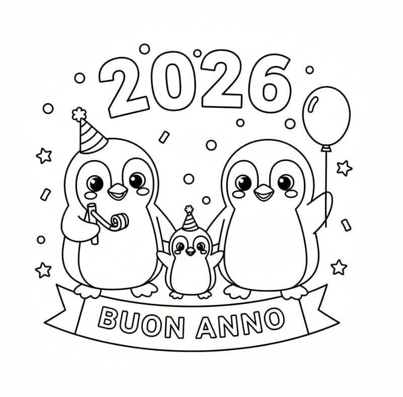 Gratis Buon Anno 2026 da Stampare da colorare