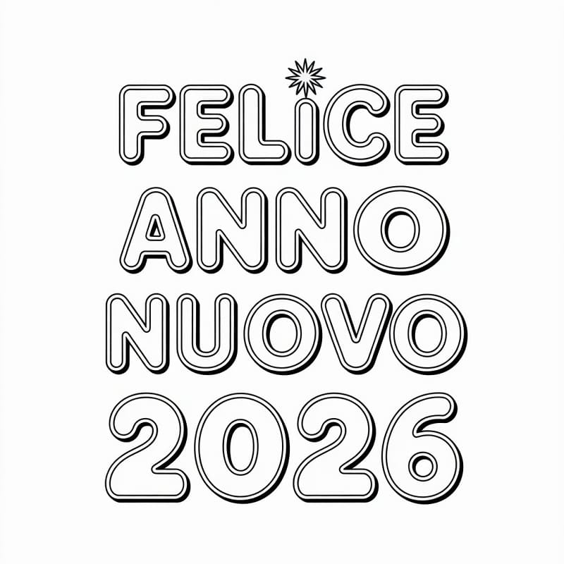 Gratis Immagine Buon Anno 2026 da colorare