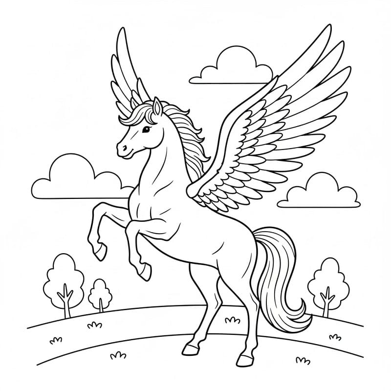 Gratis Pegaso per Bimbi da colorare