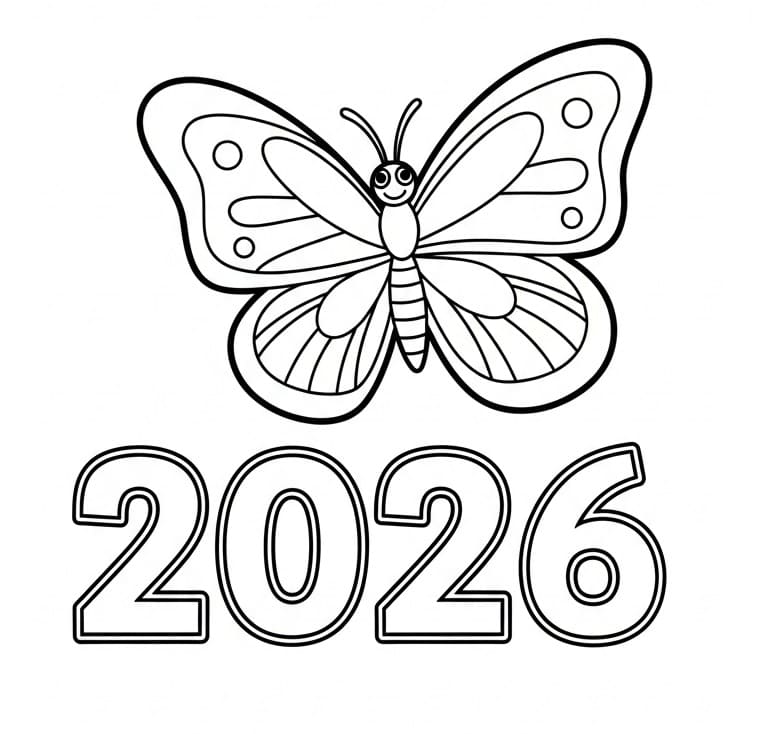 Gratuito Buon Anno 2026 da colorare