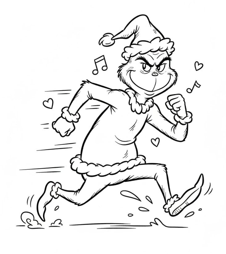Grinch che corre da colorare