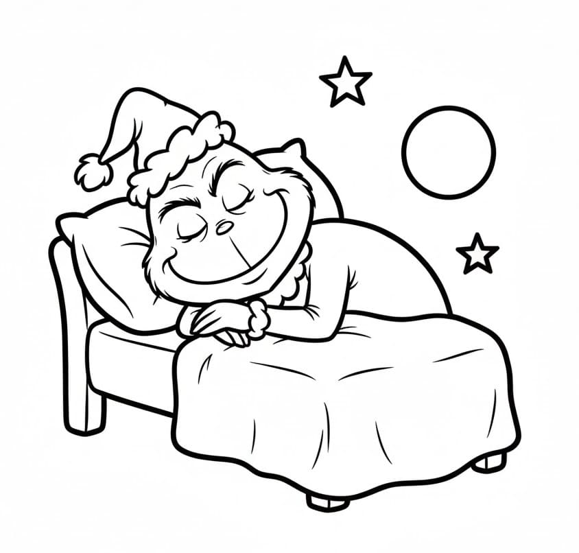 Grinch che dorme da colorare