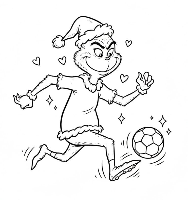 Grinch che gioca a calcio da colorare