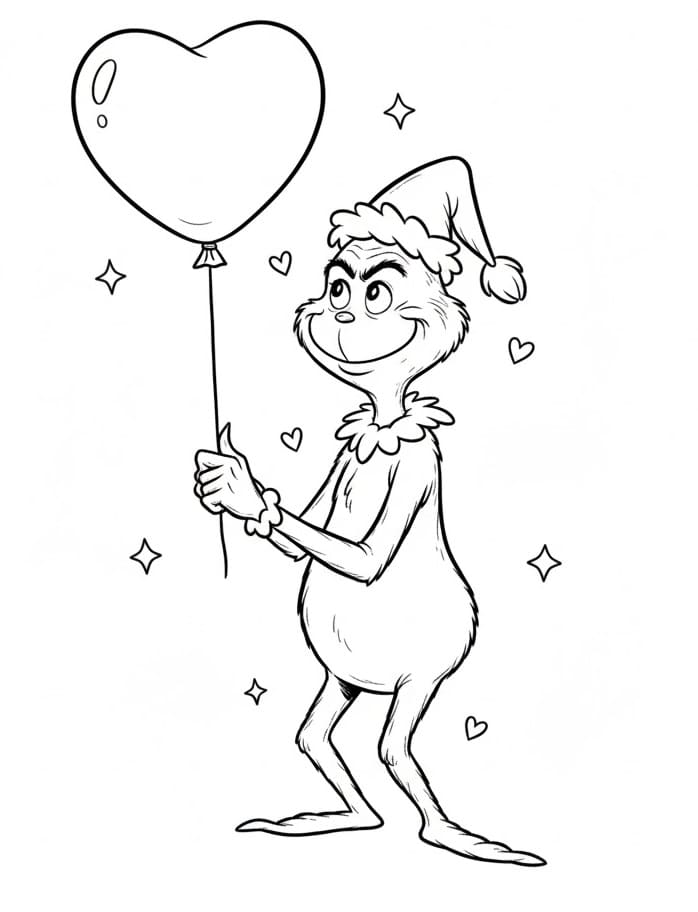 Grinch con palloncino da colorare