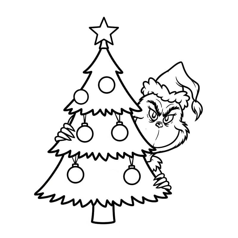 Grinch e albero di Natale da colorare