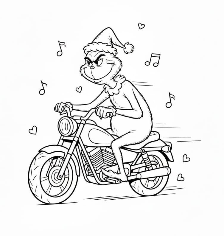 Grinch in moto da colorare