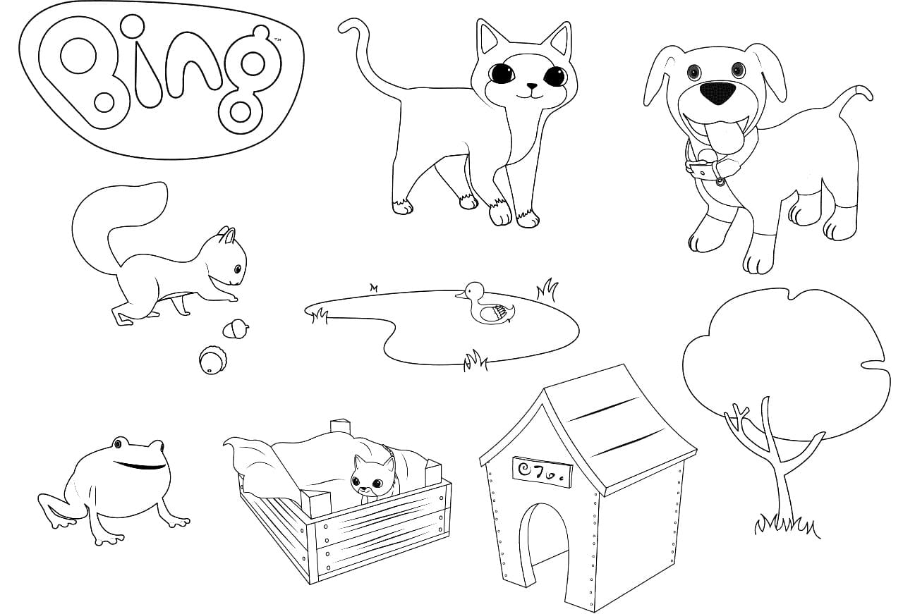 Il coniglietto Bing e Flop da colorare