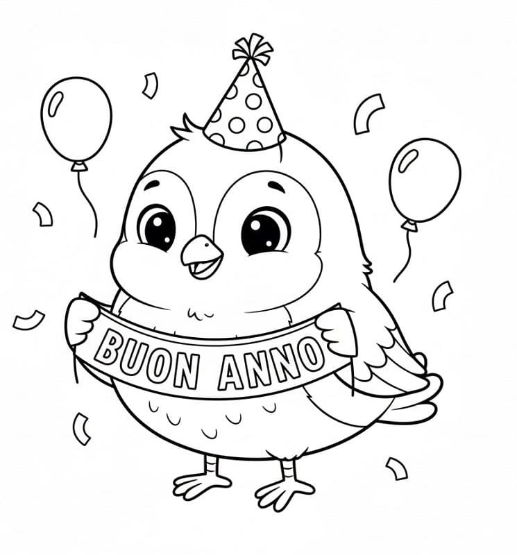 Immagine Stampabile di Buon Anno da colorare