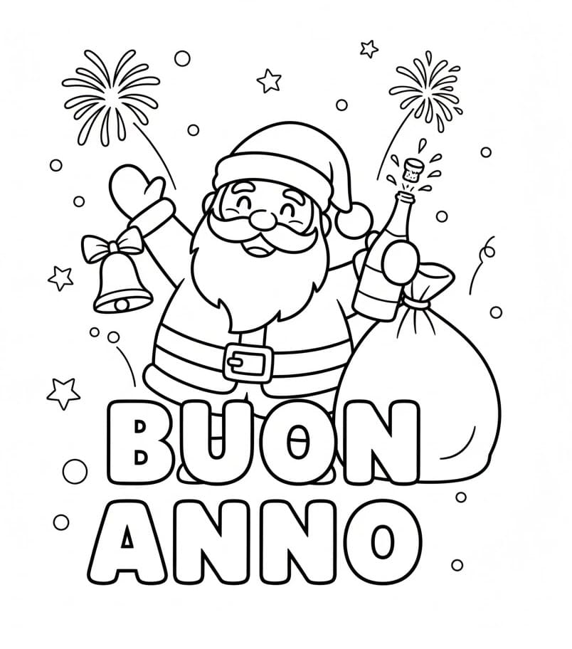Immagine di Buon Anno da colorare