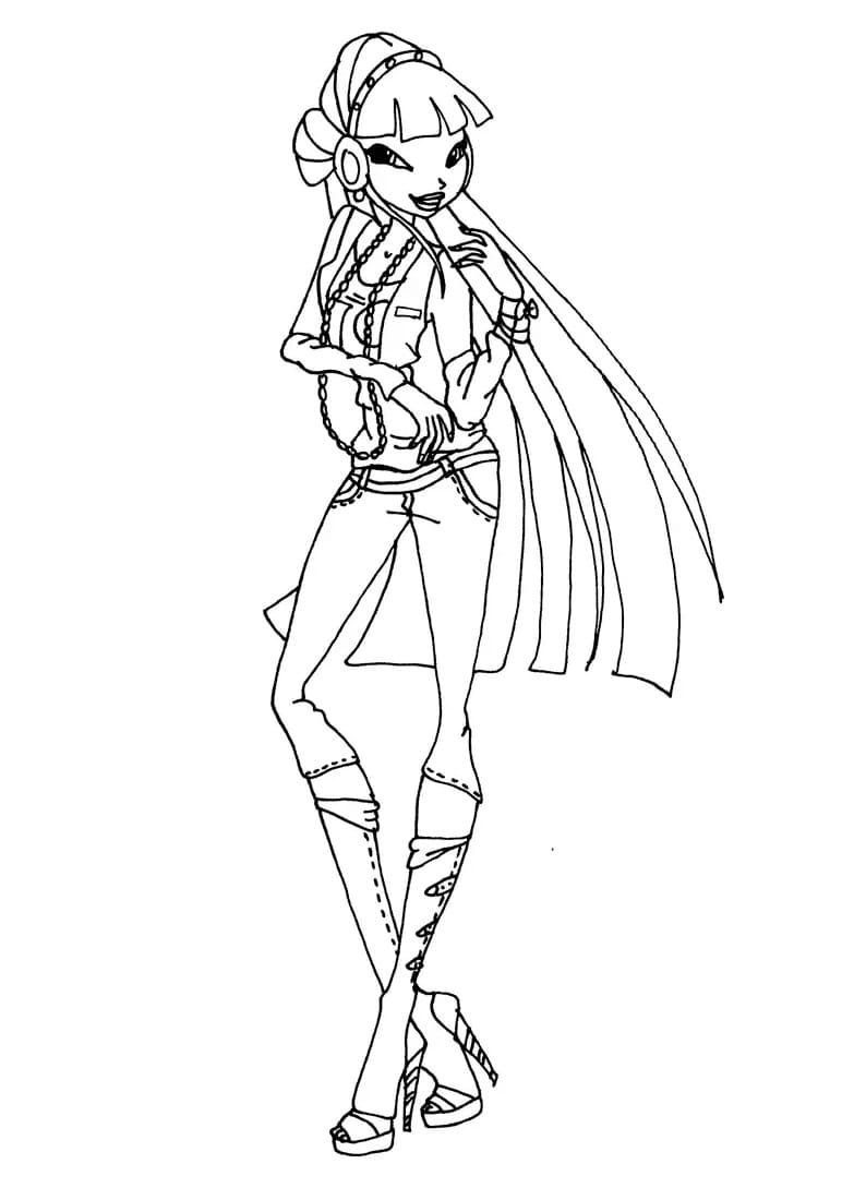 Incantevole Musa del Winx Club da colorare