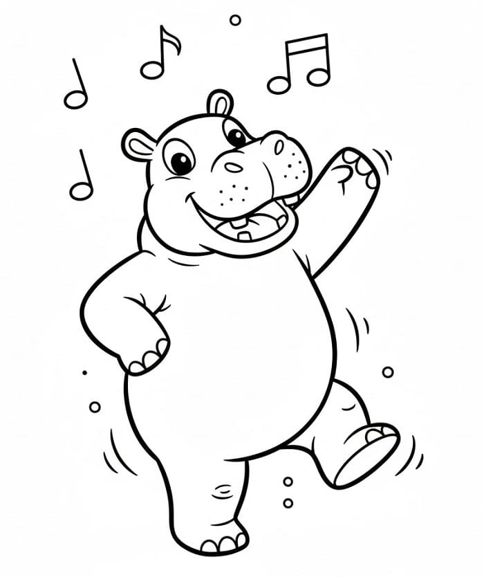 Ippopotamo che balla da colorare
