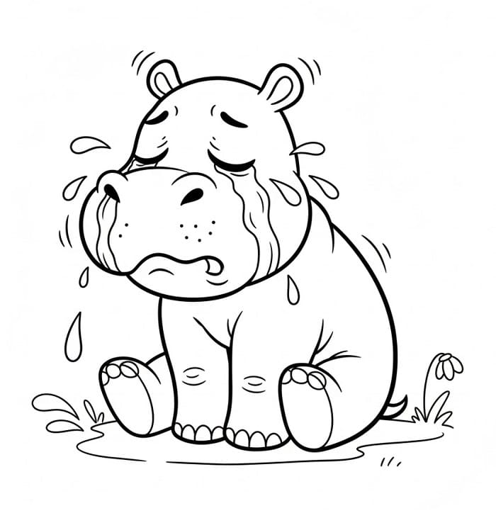 Ippopotamo che piange da colorare