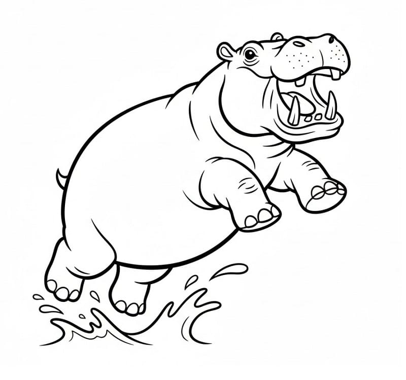 Ippopotamo che salta da colorare