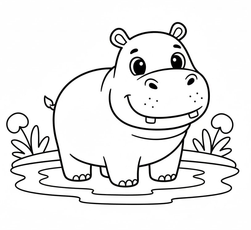 Ippopotamo facile da colorare