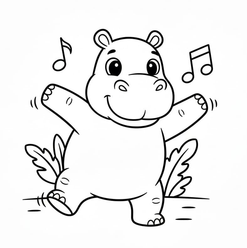 Ippopotamo molto carino da colorare