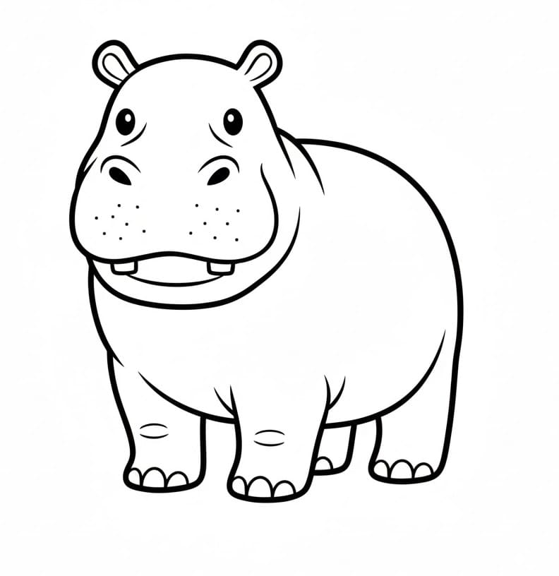 Ippopotamo semplice da colorare