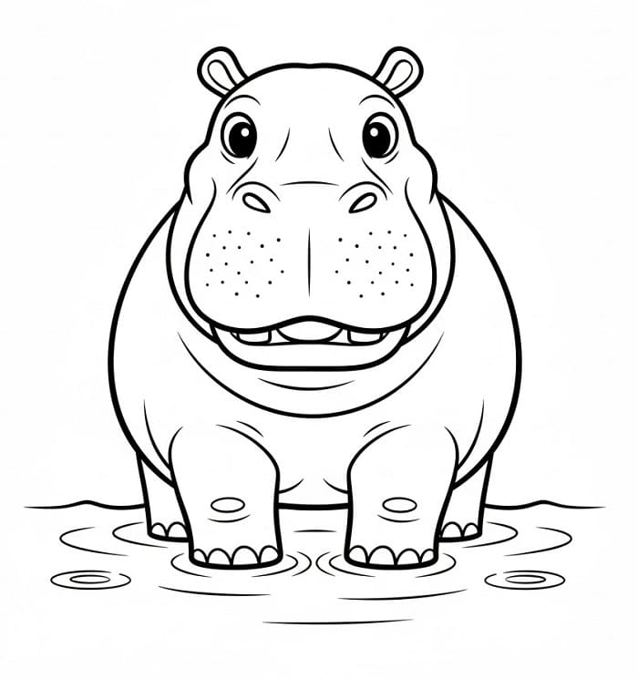 Ippopotamo sorridente da colorare