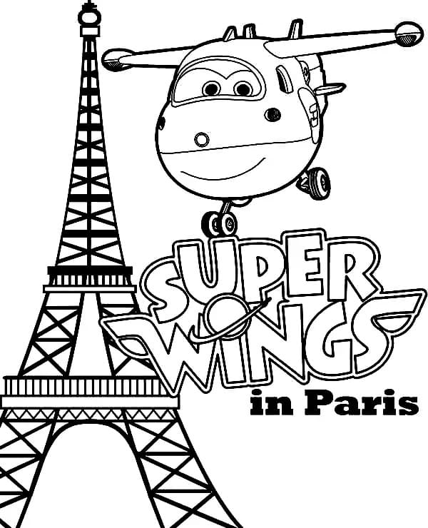 Jett di Super Wings a Parigi da colorare