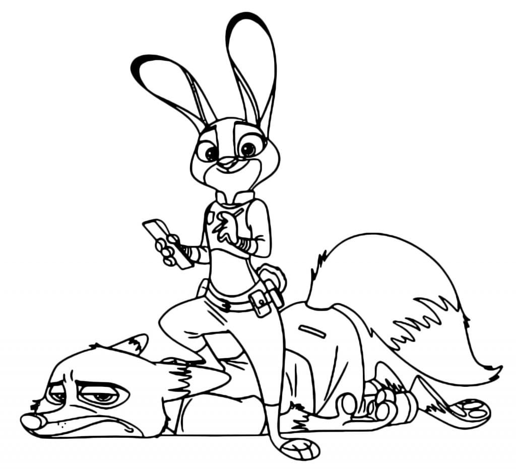Judy Hopps Cattura Nick Wilde da colorare