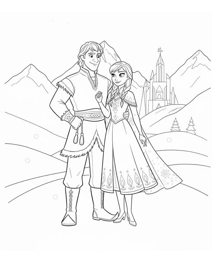 Kristoff e Anna di Frozen da colorare