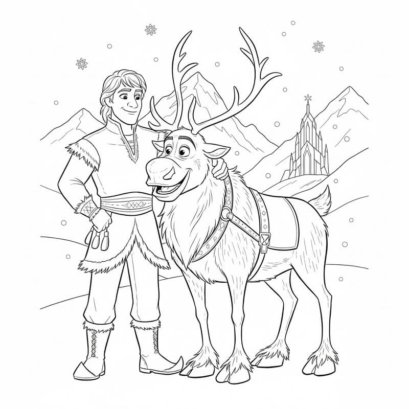 Kristoff e Sven di Frozen da colorare