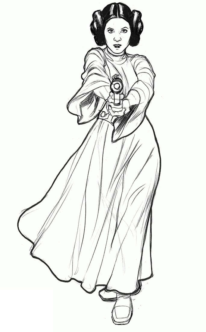 Leia Organa di Guerre Stellari da colorare