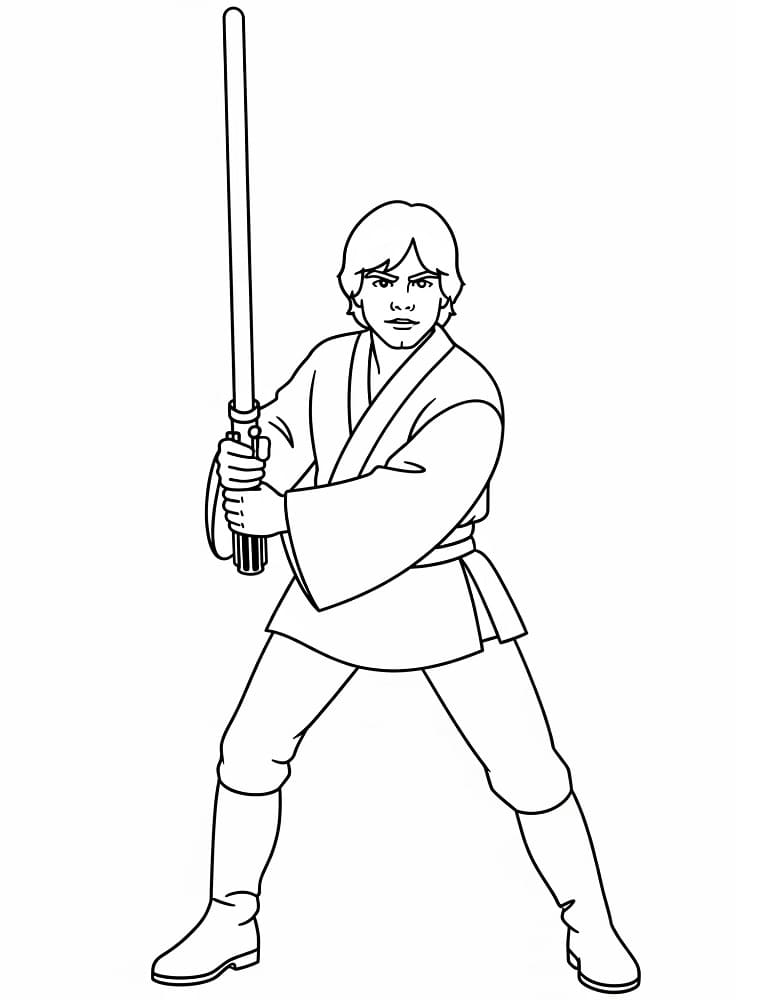 Luke Skywalker con la spada laser da colorare