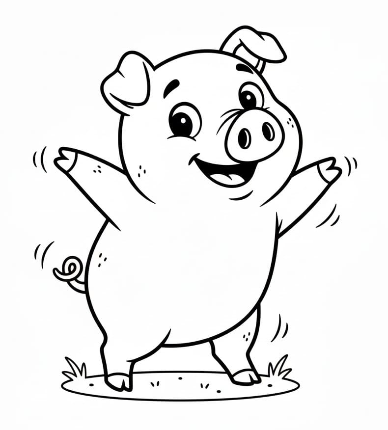 Maiale che balla da colorare