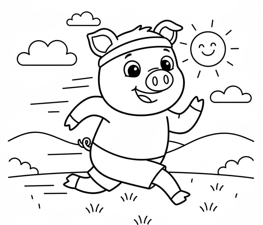 Maiale che corre da colorare
