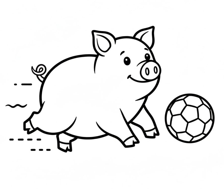 Maiale che gioca a calcio da colorare