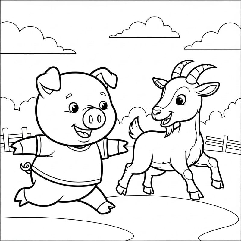 Maiale e capra da colorare