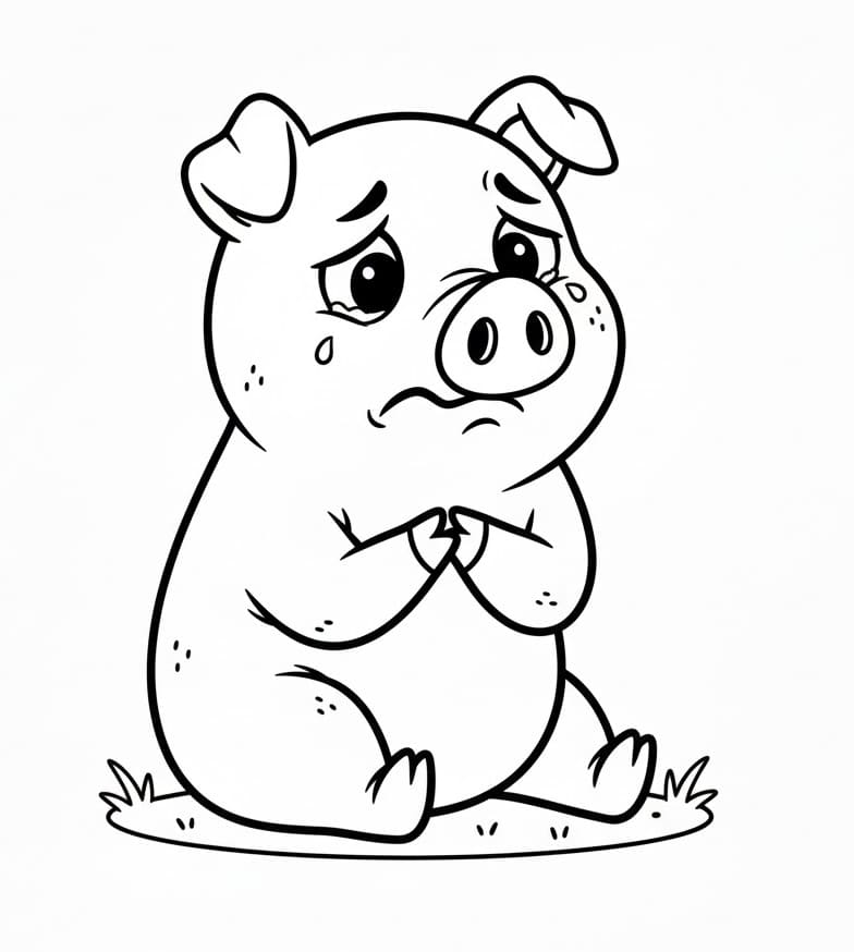 Maiale triste da colorare