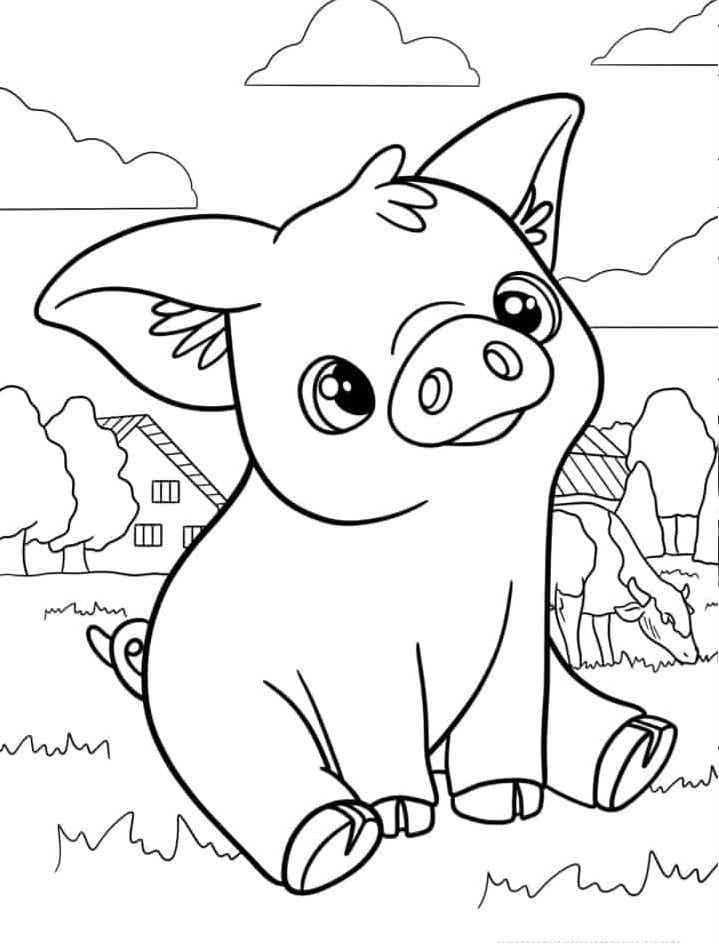 Maialino molto carino da colorare