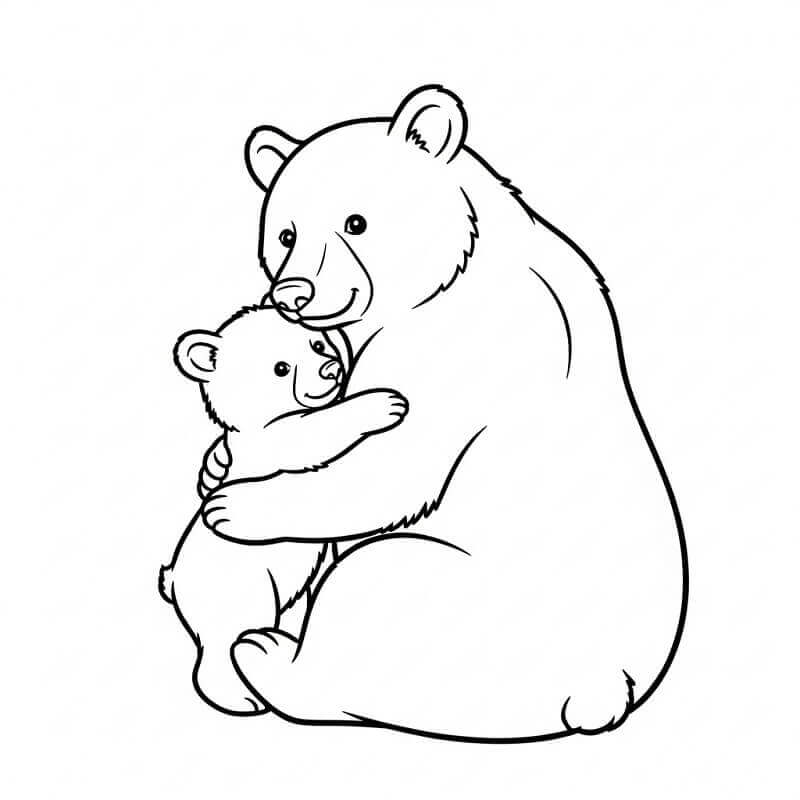Mamma Orsa e Cucciolo da colorare