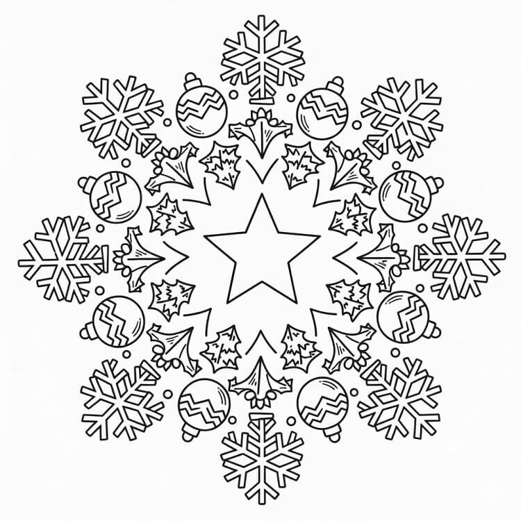 Mandala di Natale Bellissima da colorare