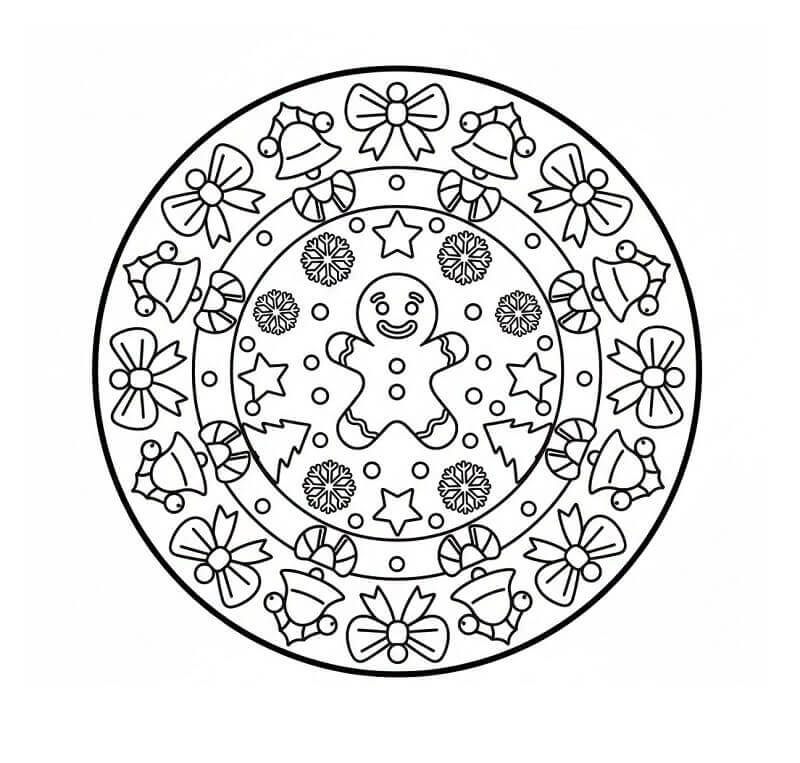 Mandala di Natale Carina da colorare