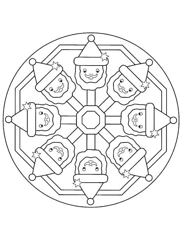Mandala di Natale Divertente da colorare