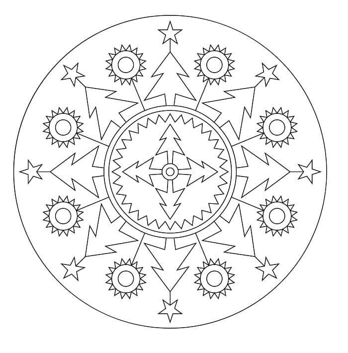 Mandala di Natale Fantasiosa da colorare