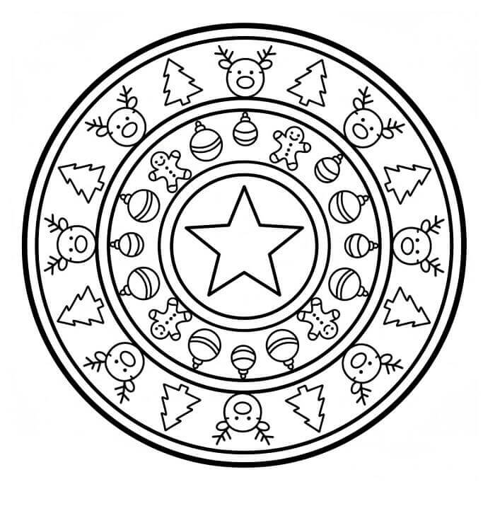 Mandala di Natale Favolosa da colorare