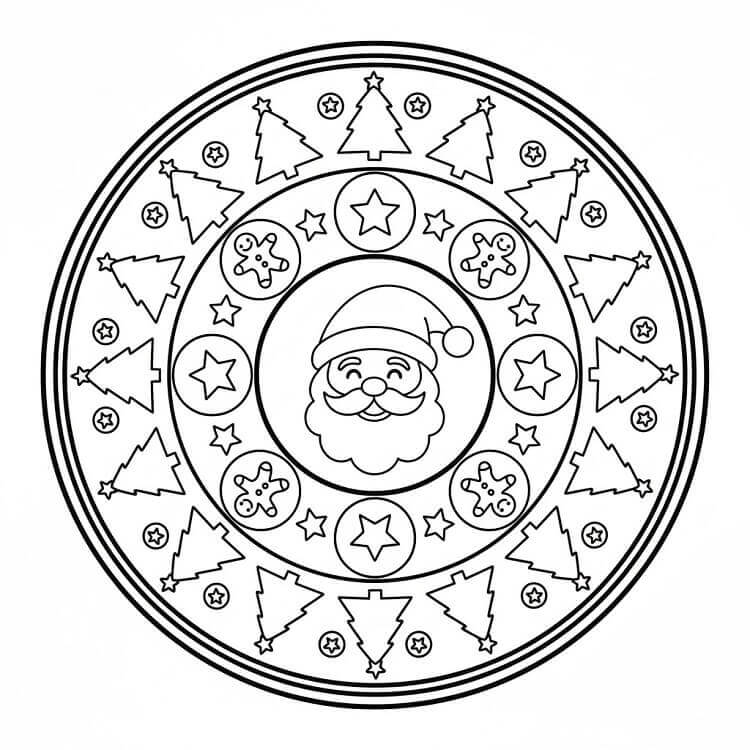 Mandala di Natale Semplice da colorare