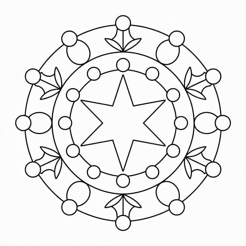 Mandala di Natale con Stella da colorare